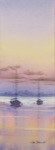 seascape, sea, boat, sailboat, evening, twilight, sundown, original watercolor painting, oberst